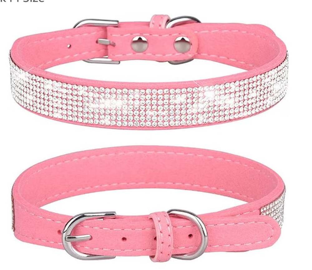Pimaodog Rhinestone Dog Collar Size M: 32-38cm, Red